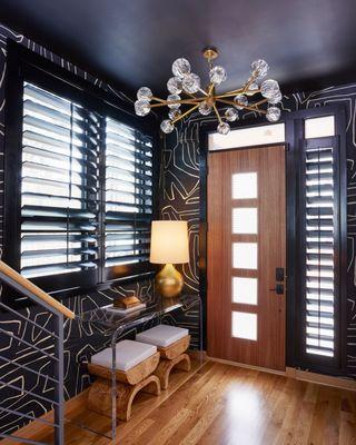 Custom paint colors and high gloss finishes for hardwood plantation shutters can make a dramatic statement!