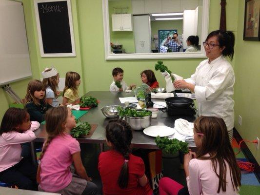 teaching kids to cook kale