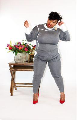 2 Piece Gray Knit Set