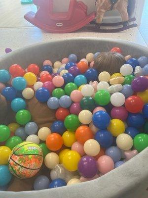 The ball pit is a huge hit with kids.