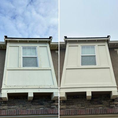 Before and after wood trim exterior painting