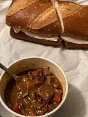 Turkey sandwich and the best chili!