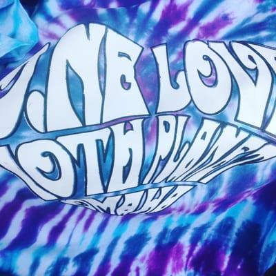 Hand tie dyed by us for a unique shirt