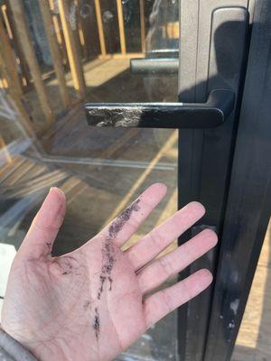 We were promised a new door handle due to a damaged one but they decided to PAINT over it.