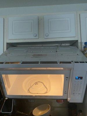 The microwave they said was my fault that end up falling on my foot breaking it