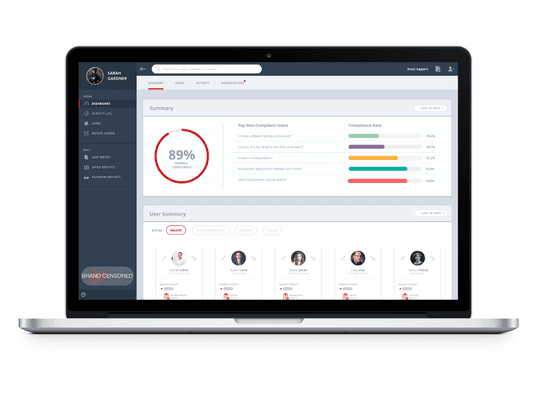 Custom dashboard web app design for a compliance application.