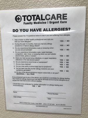 Allergy Testing Available