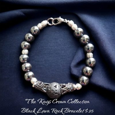 The Kings Crown Collection.
Hematite and Lava Rock Bracelet