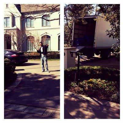 CEO of studio movie grill having some furniture mover from corporate to his place.