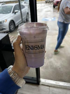 Taro latte with taro foam