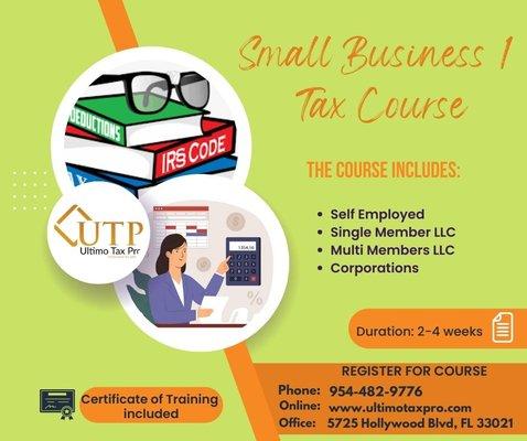 Enroll in our Business Tax Course!
 
 Learn how to take your business to the next level!