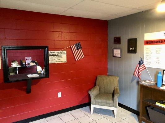 Small but air conditioned waiting room