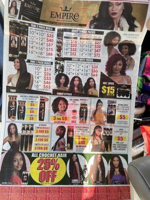 Some of the deals they had. They gave me this paper after greeting me when I walked in. Never seen that before at other beauty supplies