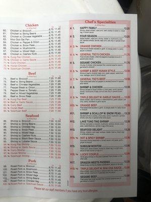 Updated menu