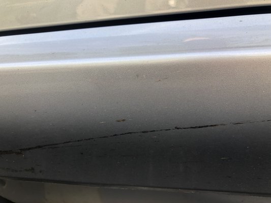 Rocker panel not cleaned or polished.