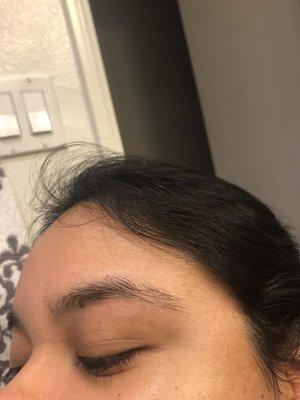 I got my eyebrows done at 11:30am this picture was taken on the same day at 9:30pm and below my my eyebrows I am burnt!