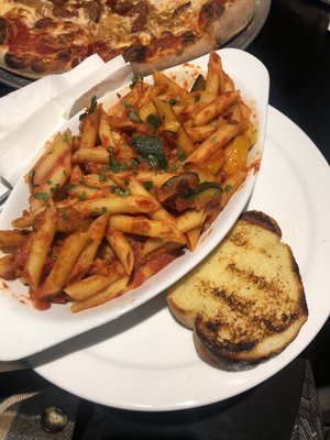 Mostaccioli primavera with garlic bread!