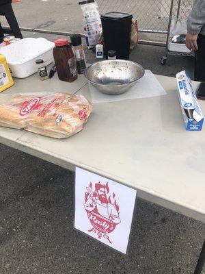 Signage at front table.