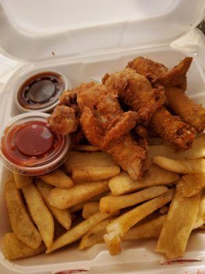 Fried chicken steak fries