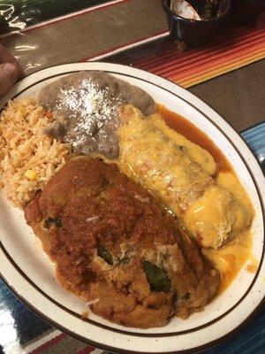 Chile relleno and enchilada