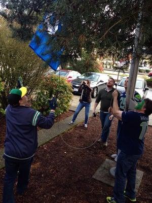 Raising that 12th man flag!