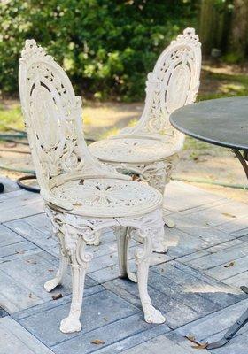 LOVE! Purchased these super heavy solid cast iron French garden chairs 4 my Beachhouse in Florida super durable in all the rain