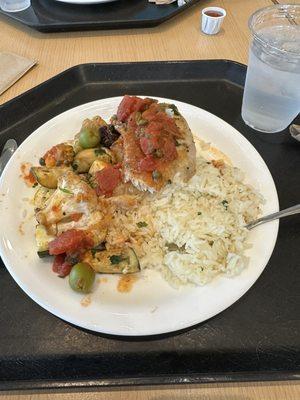 Whitefish with mixed vegis and rice.