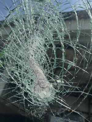 My windshield they damaged from a brick that came off their truck.