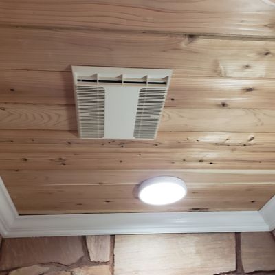 Cedar wood ceiling with crown molding