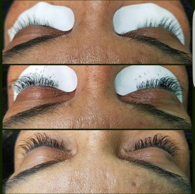 Classic lash extensions before and after