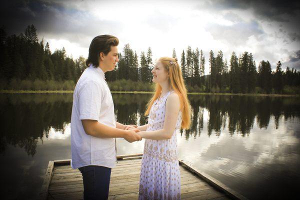 Engagement photo at Round Lake with the sweet couple