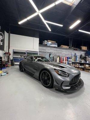 This Mercedes Amg gt was fully wrapped in matte paint protection film (clear bra)