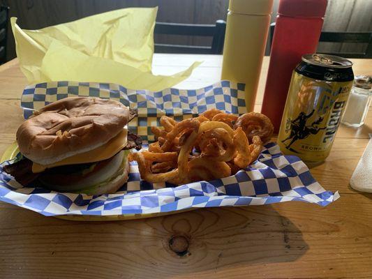 Bacon Burger and curly fries