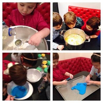 Play dough and flubber making in a Little Luminaries class!