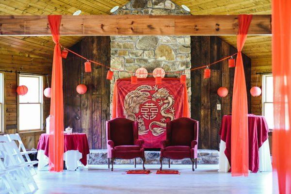 Dedicated and decorated space for Chinese tea ceremony