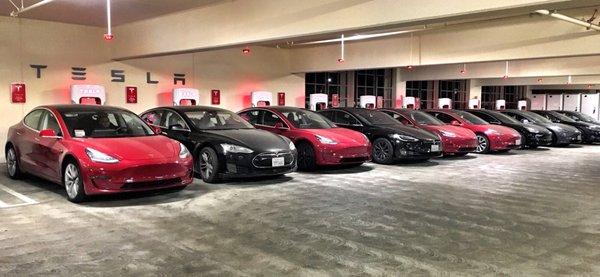 Tesla vehicles supercharging