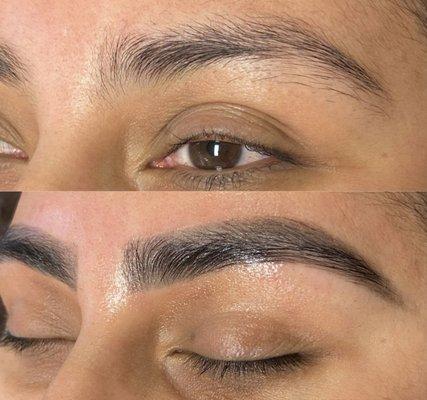 Brow wax before and after