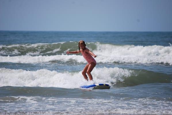 Ashley on her first wave!