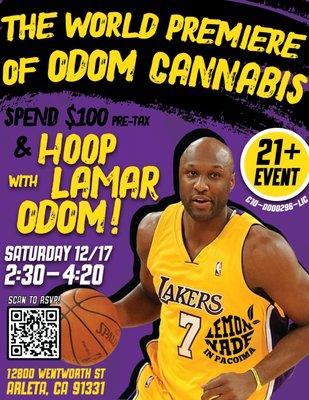 THIS SATURDAY 12/17 @ Lemonnade Pacoima: LAMAR ODOM is coming to Lemonnade Pacoima for the global premiere of ODOM CANNABIS.