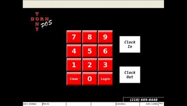 This is a sample screen shot of a Point of Sale System that is also configured to track labor. Employees use the system to clock-in.