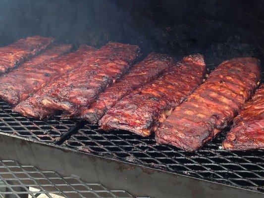 Ribs on the smoker