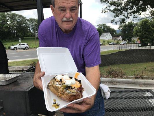 Pit Boss shows his creation. All the food groups in one dish.