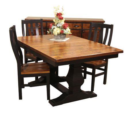 Cherry / Oak table w/4 leaves  opens to 108" seats 10-12 people