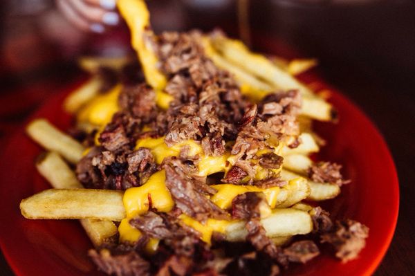 BarBQ cheesefries. Yum! Yum!