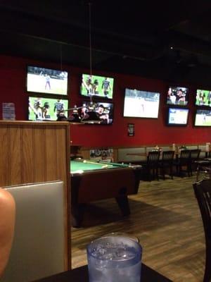 Sports bar with pool tables.