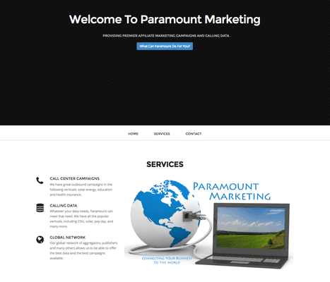 Web Site created by our President/Creative Director, Steve, for "Paramount Marketing," a local affiliate marketing business in Ocala, FL.