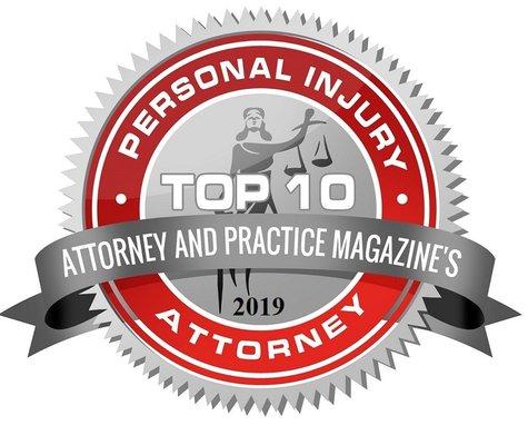 2019 Top 10 Personal Injury Attorney Award