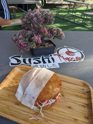 Sushi burger. Buns made from rice but not messy.