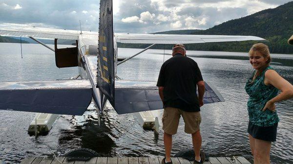 Jim at fishing camp getting plane ready for takeoff