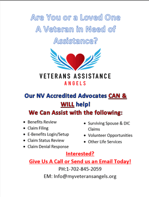 Are you or a Loved One a Veteran in Need of Assistance? Call us Today!